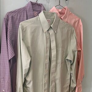 Brooks Brothers Green, Pink, and Purple Dress Shirts: Bundle of 3, Size 15.5-4/5